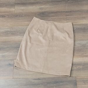 Vintage Faux Soft Suede Tan Classic Busniess Casual Skirt Size 13/14